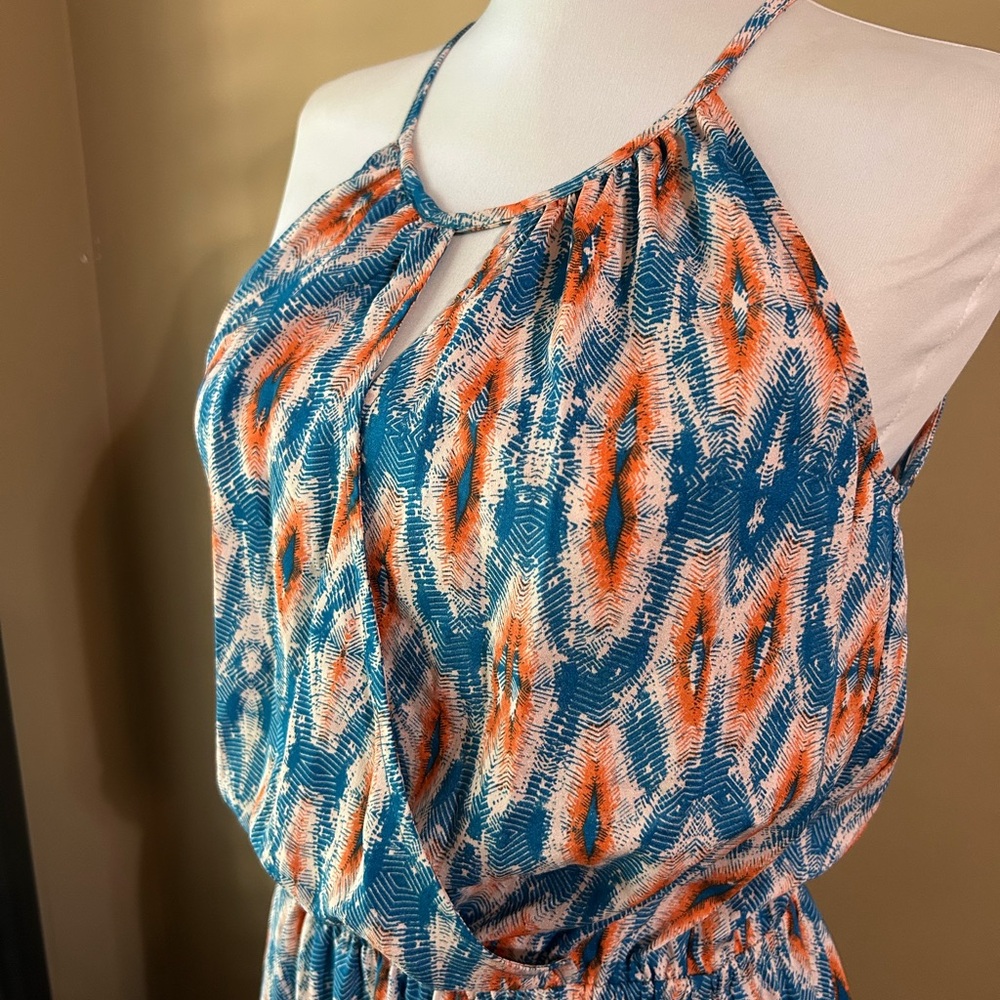 Collective Concepts Stylish Blue and Orange Halter Dress